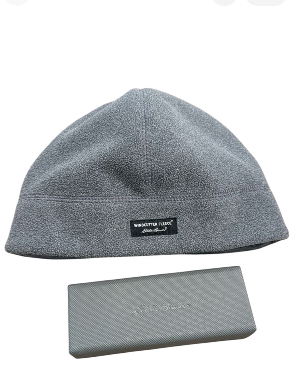 EDDIE BAUER Bundle Gray Fleece Beanie & Sunglasses Case
